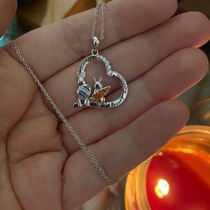 Bunny, Strength, Beauty, Happiness Heart CZ Necklace